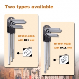 8pcs Long-Arm Hex & Ball Key Set