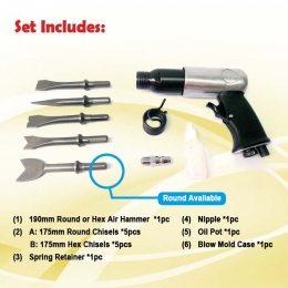 Commercial Air Hammer Set with Round / Hex Shank